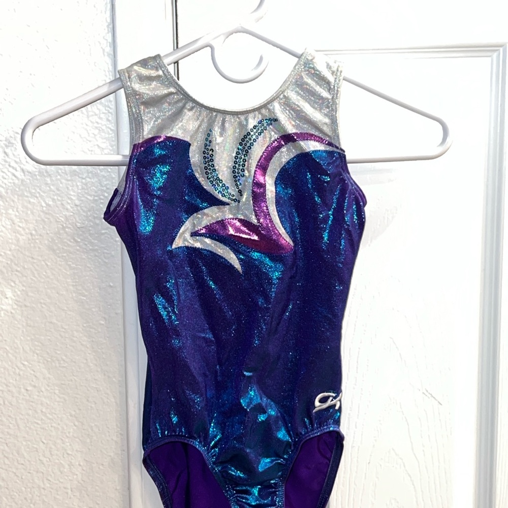 GK Purple and Silver Gymnastics Leotard